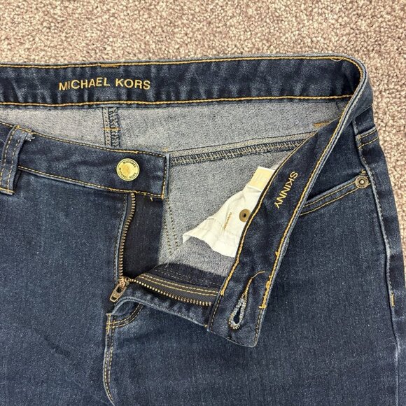 Michael Kors Womens Skinny Jeans Size 8 Blue Mid Rise Stretch Logo 5-Pockets EUC - Picture 4 of 15